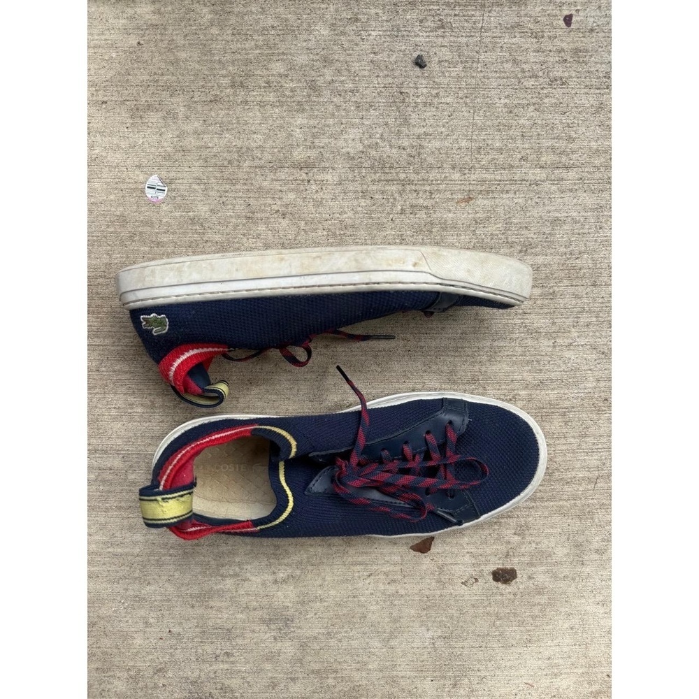 Lacoste Navy Blue Red Yellow Sneakers | La Piquée Colour Contrast Sporty Sz 9.5 - Picture 8 of 10